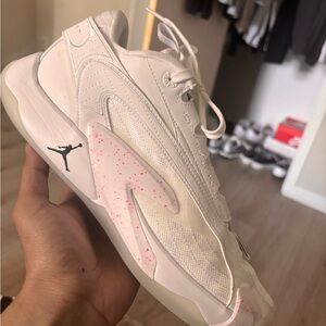 Jordan Women's White and Pink Accented Sneakers